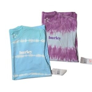 2 Set Hurley Tie Dye T Shirt Size Large Everyday Wash Summer Casual Vacation NEW